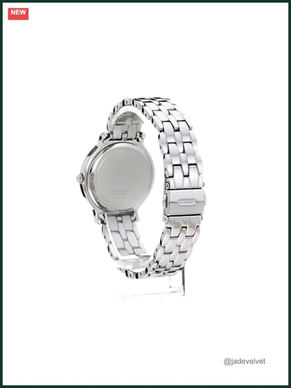 Stainless Steel Pink Crystal Watch with Mineral Crystal and Bracelet